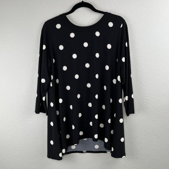Anne Klein Black White Polka Dot 3/4 Sleeves High Low Tunic Top Plus 0X NWOT - Picture 12 of 13